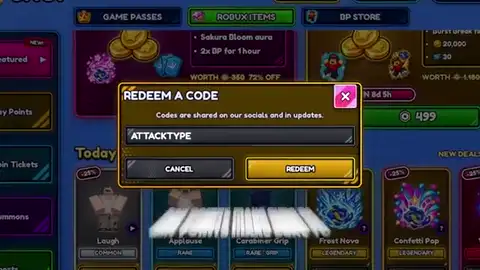 Codes paste field and Redeem control
