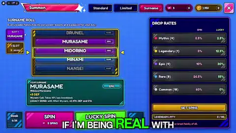Lucky Spin spend on the surname banner